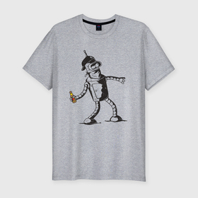 Мужская футболка хлопок Slim с принтом Бендер граффити в Кировске, 92% хлопок, 8% лайкра | приталенный силуэт, круглый вырез ворота, длина до линии бедра, короткий рукав | Тематика изображения на принте: 
