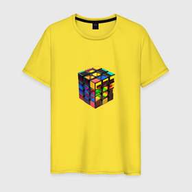 Мужская футболка хлопок с принтом Кубик рубик в Санкт-Петербурге, 100% хлопок | прямой крой, круглый вырез горловины, длина до линии бедер, слегка спущенное плечо. | 