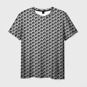 Мужская футболка 3D с принтом Металлическая кольчуга в Тюмени, 100% полиэфир | прямой крой, круглый вырез горловины, длина до линии бедер | 