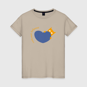 Женская футболка хлопок с принтом Кот с сердцем для бабушки в Новосибирске, 100% хлопок | прямой крой, круглый вырез горловины, длина до линии бедер, слегка спущенное плечо | 