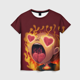 Женская футболка 3D с принтом Сгорая от любви в Кировске, 100% полиэфир ( синтетическое хлопкоподобное полотно) | прямой крой, круглый вырез горловины, длина до линии бедер | 