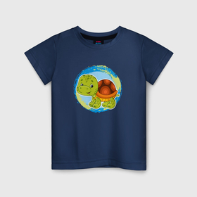Детская футболка хлопок с принтом Мультяшная черепаха , 100% хлопок | круглый вырез горловины, полуприлегающий силуэт, длина до линии бедер | Тематика изображения на принте: 