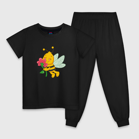 Детская пижама хлопок с принтом Мультяшная летняя пчелка в Кировске, 100% хлопок |  брюки и футболка прямого кроя, без карманов, на брюках мягкая резинка на поясе и по низу штанин
 | 