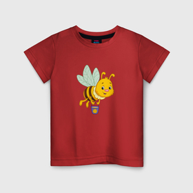 Детская футболка хлопок с принтом Мультяшая пчелка в Новосибирске, 100% хлопок | круглый вырез горловины, полуприлегающий силуэт, длина до линии бедер | Тематика изображения на принте: 