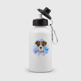 Бутылка спортивная с принтом Собака: Джек Рассел в Новосибирске, металл | емкость — 500 мл, в комплекте две пластиковые крышки и карабин для крепления | 