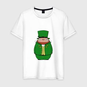 Мужская футболка хлопок с принтом Тоторо лепрекон в Петрозаводске, 100% хлопок | прямой крой, круглый вырез горловины, длина до линии бедер, слегка спущенное плечо. | 