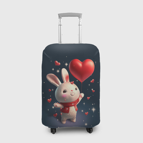 Чехол для чемодана 3D с принтом Кролик с шариком , 86% полиэфир, 14% спандекс | двустороннее нанесение принта, прорези для ручек и колес | 