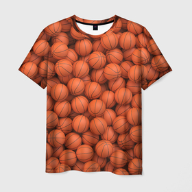 Мужская футболка 3D с принтом Баскетбольные мячи в Курске, 100% полиэфир | прямой крой, круглый вырез горловины, длина до линии бедер | Тематика изображения на принте: 