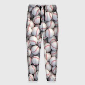 Мужские брюки 3D с принтом Бейсбольные мячи в Новосибирске, 100% полиэстер | манжеты по низу, эластичный пояс регулируется шнурком, по бокам два кармана без застежек, внутренняя часть кармана из мелкой сетки | 
