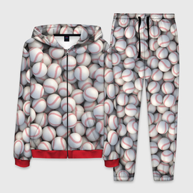 Мужской костюм 3D с принтом Бейсбольные мячи в Курске, 100% полиэстер | Манжеты и пояс оформлены тканевой резинкой, двухслойный капюшон со шнурком для регулировки, карманы спереди | 