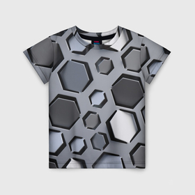 Детская футболка 3D с принтом Металик   разрезы доспех в Кировске, 100% гипоаллергенный полиэфир | прямой крой, круглый вырез горловины, длина до линии бедер, чуть спущенное плечо, ткань немного тянется | 