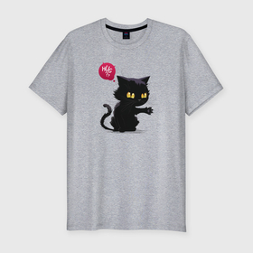 Мужская футболка хлопок Slim с принтом Cat hugs в Тюмени, 92% хлопок, 8% лайкра | приталенный силуэт, круглый вырез ворота, длина до линии бедра, короткий рукав | 