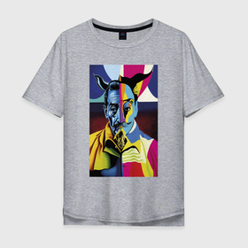 Мужская футболка хлопок Oversize с принтом Salvador Dali   neural network   pop art в Екатеринбурге, 100% хлопок | свободный крой, круглый ворот, “спинка” длиннее передней части | Тематика изображения на принте: 