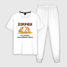 Мужская пижама хлопок с принтом Хомячок это тигр в Петрозаводске, 100% хлопок | брюки и футболка прямого кроя, без карманов, на брюках мягкая резинка на поясе и по низу штанин
 | 