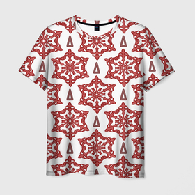 Мужская футболка 3D с принтом Треугольник и круглый орнамент в Петрозаводске, 100% полиэфир | прямой крой, круглый вырез горловины, длина до линии бедер | 