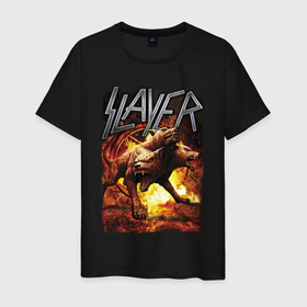 Мужская футболка хлопок с принтом Slayer rock в Новосибирске, 100% хлопок | прямой крой, круглый вырез горловины, длина до линии бедер, слегка спущенное плечо. | 