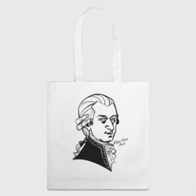 Шоппер 3D с принтом Вольфганг Амадей Моцарт, графический портрет композитора в Екатеринбурге, 100% полиэстер | Плотность: 200 г/м2; Размер: 34×35 см; Высота лямок: 30 см | 