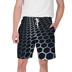 Мужские шорты 3D с принтом Металическая бронь ,  полиэстер 100% | прямой крой, два кармана без застежек по бокам. Мягкая трикотажная резинка на поясе, внутри которой широкие завязки. Длина чуть выше колен | 
