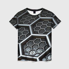 Женская футболка 3D с принтом Geometry abstraction , 100% полиэфир ( синтетическое хлопкоподобное полотно) | прямой крой, круглый вырез горловины, длина до линии бедер | 