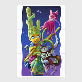 Магнитный плакат 2Х3 с принтом Звёздный пацан с двумя котами   нейросеть   fantasy в Новосибирске, Полимерный материал с магнитным слоем | 6 деталей размером 9*9 см | 