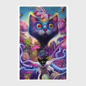 Магнитный плакат 2Х3 с принтом Мордочка цветочного котёнка   нейросеть   art в Новосибирске, Полимерный материал с магнитным слоем | 6 деталей размером 9*9 см | 
