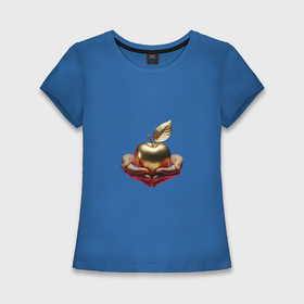 Женская футболка хлопок Slim с принтом Золотое яблочко в Тюмени,  |  | Тематика изображения на принте: 