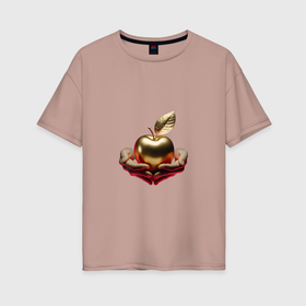 Женская футболка хлопок Oversize с принтом Золотое яблочко в Тюмени, 100% хлопок | свободный крой, круглый ворот, спущенный рукав, длина до линии бедер
 | Тематика изображения на принте: 