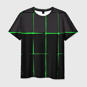 Мужская футболка 3D с принтом Абстрактные лучи лазерные в Санкт-Петербурге, 100% полиэфир | прямой крой, круглый вырез горловины, длина до линии бедер | 