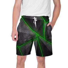 Мужские шорты 3D с принтом Stripes Abstract green ,  полиэстер 100% | прямой крой, два кармана без застежек по бокам. Мягкая трикотажная резинка на поясе, внутри которой широкие завязки. Длина чуть выше колен | Тематика изображения на принте: 