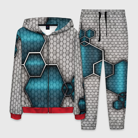 Мужской костюм 3D с принтом Cyber texture abstraction в Новосибирске, 100% полиэстер | Манжеты и пояс оформлены тканевой резинкой, двухслойный капюшон со шнурком для регулировки, карманы спереди | 