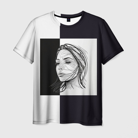 Мужская футболка 3D с принтом Нейрогрфика девушки в Екатеринбурге, 100% полиэфир | прямой крой, круглый вырез горловины, длина до линии бедер | Тематика изображения на принте: 