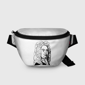 Поясная сумка 3D с принтом Георг Фридрих Гендель, графический портрет композитора в Санкт-Петербурге, 100% полиэстер | плотная ткань, ремень с регулируемой длиной, внутри несколько карманов для мелочей, основное отделение и карман с обратной стороны сумки застегиваются на молнию | 