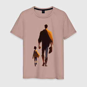 Мужская футболка хлопок с принтом Отец и его сын в Курске, 100% хлопок | прямой крой, круглый вырез горловины, длина до линии бедер, слегка спущенное плечо. | 