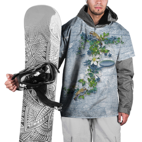Накидка на куртку 3D с принтом синицы на ветке в Тюмени, 100% полиэстер |  | Тематика изображения на принте: 