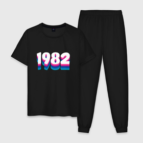 Мужская пижама хлопок с принтом Made in 1982 vintage art в Кировске, 100% хлопок | брюки и футболка прямого кроя, без карманов, на брюках мягкая резинка на поясе и по низу штанин
 | 