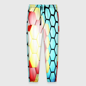 Мужские брюки 3D с принтом Shape abstract color в Кировске, 100% полиэстер | манжеты по низу, эластичный пояс регулируется шнурком, по бокам два кармана без застежек, внутренняя часть кармана из мелкой сетки | 