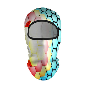 Балаклава 3D с принтом Shape abstract color в Новосибирске, 100% полиэстер, ткань с особыми свойствами — Activecool | плотность 150–180 г/м2; хорошо тянется, но при этом сохраняет форму. Закрывает шею, вокруг отверстия для глаз кайма. Единый размер | 