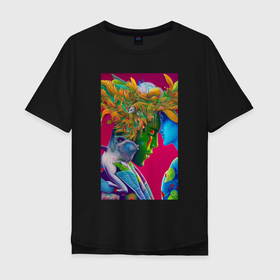 Мужская футболка хлопок Oversize с принтом Инопланетная любовь   neural network   art в Курске, 100% хлопок | свободный крой, круглый ворот, “спинка” длиннее передней части | 