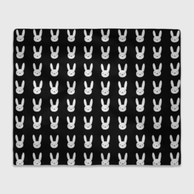 Плед 3D с принтом Bunny pattern black в Екатеринбурге, 100% полиэстер | закругленные углы, все края обработаны. Ткань не мнется и не растягивается | 