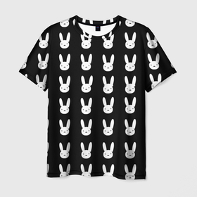 Мужская футболка 3D с принтом Bunny pattern black в Кировске, 100% полиэфир | прямой крой, круглый вырез горловины, длина до линии бедер | Тематика изображения на принте: 