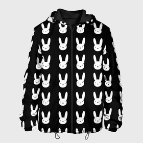 Мужская куртка 3D с принтом Bunny pattern black в Кировске, ткань верха — 100% полиэстер, подклад — флис | прямой крой, подол и капюшон оформлены резинкой с фиксаторами, два кармана без застежек по бокам, один большой потайной карман на груди. Карман на груди застегивается на липучку | 