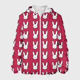 Мужская куртка 3D с принтом Bunny Pattern red в Санкт-Петербурге, ткань верха — 100% полиэстер, подклад — флис | прямой крой, подол и капюшон оформлены резинкой с фиксаторами, два кармана без застежек по бокам, один большой потайной карман на груди. Карман на груди застегивается на липучку | Тематика изображения на принте: 