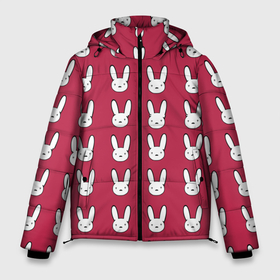 Мужская зимняя куртка 3D с принтом Bunny Pattern red в Санкт-Петербурге, верх — 100% полиэстер; подкладка — 100% полиэстер; утеплитель — 100% полиэстер | длина ниже бедра, свободный силуэт Оверсайз. Есть воротник-стойка, отстегивающийся капюшон и ветрозащитная планка. 

Боковые карманы с листочкой на кнопках и внутренний карман на молнии. | Тематика изображения на принте: 