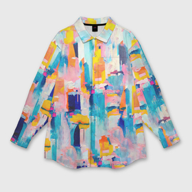 Мужская рубашка oversize 3D с принтом Живописные мазки краски в Тюмени,  |  | 