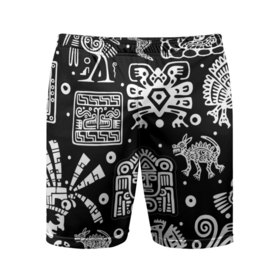 Мужские шорты спортивные с принтом Знаки племени Майя в Петрозаводске,  |  | Тематика изображения на принте: 