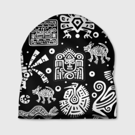 Шапка 3D с принтом Знаки племени Майя в Белгороде, 100% полиэстер | универсальный размер, печать по всей поверхности изделия | 