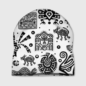 Шапка 3D с принтом Знаки племени Майя в Белгороде, 100% полиэстер | универсальный размер, печать по всей поверхности изделия | 