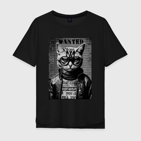 Мужская футболка хлопок Oversize с принтом Разыскивается кот Том в Кировске, 100% хлопок | свободный крой, круглый ворот, “спинка” длиннее передней части | 