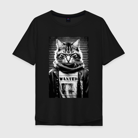 Мужская футболка хлопок Oversize с принтом Разыскивается кот Сэм в Белгороде, 100% хлопок | свободный крой, круглый ворот, “спинка” длиннее передней части | 