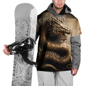Накидка на куртку 3D с принтом Китайский дракон с открытой пастью в Екатеринбурге, 100% полиэстер |  | 